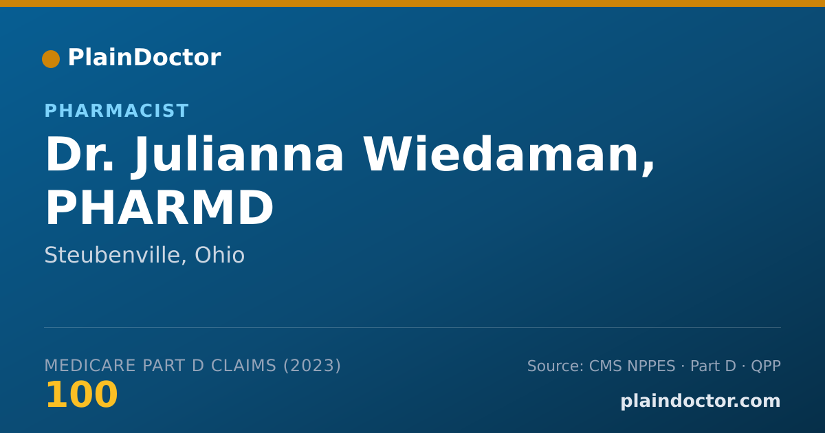 Shareable card for Julianna Wiedaman, PHARMD - Pharmacist, Steubenville, OH