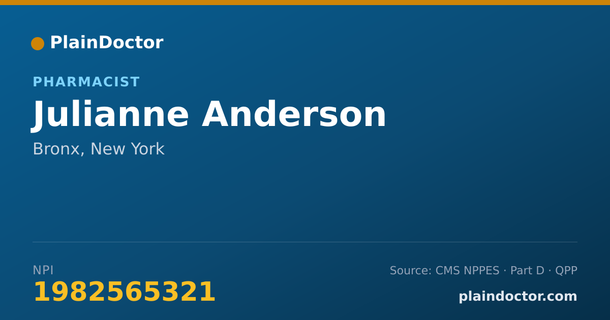 Shareable card for Julianne Anderson - Pharmacist, Bronx, NY