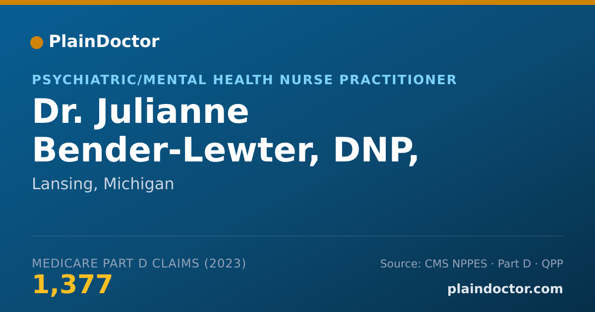 Shareable card for Julianne Bender-Lewter, DNP, PMHNP-BC - Psychiatric/Mental Health Nurse Practitioner, Lansing, MI