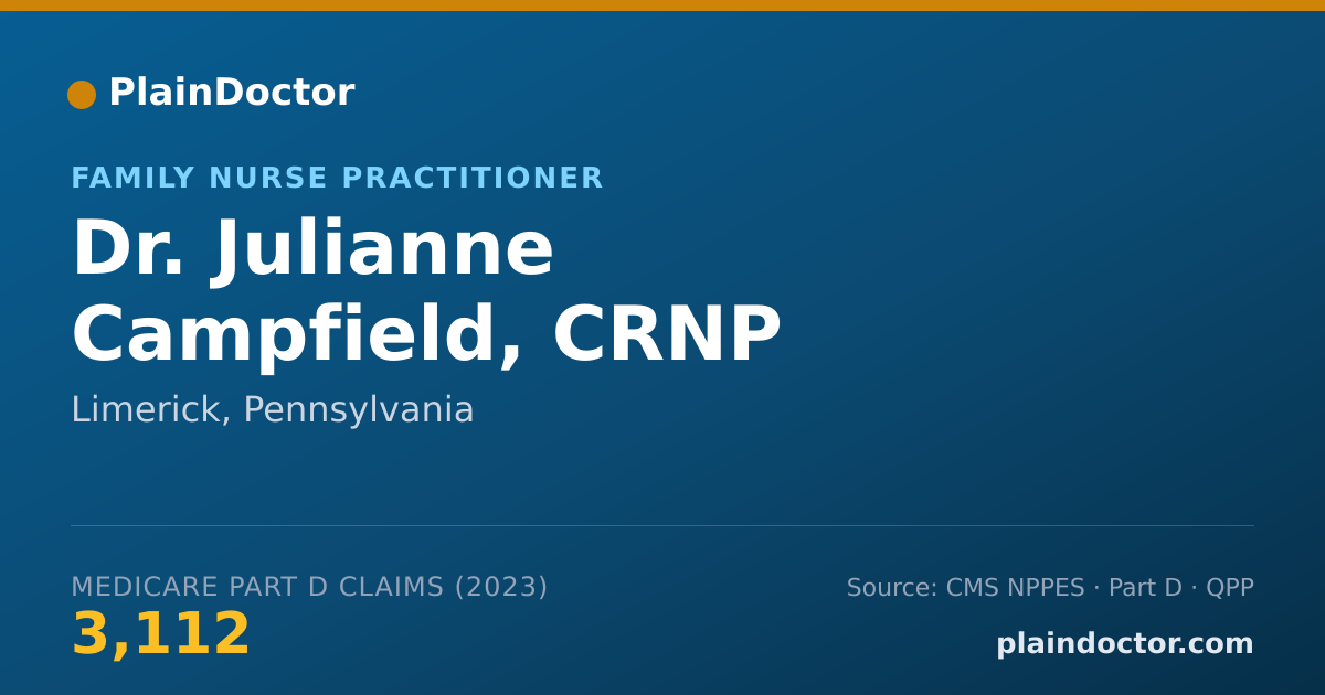 Shareable card for Julianne Campfield, CRNP - Family Nurse Practitioner, Limerick, PA