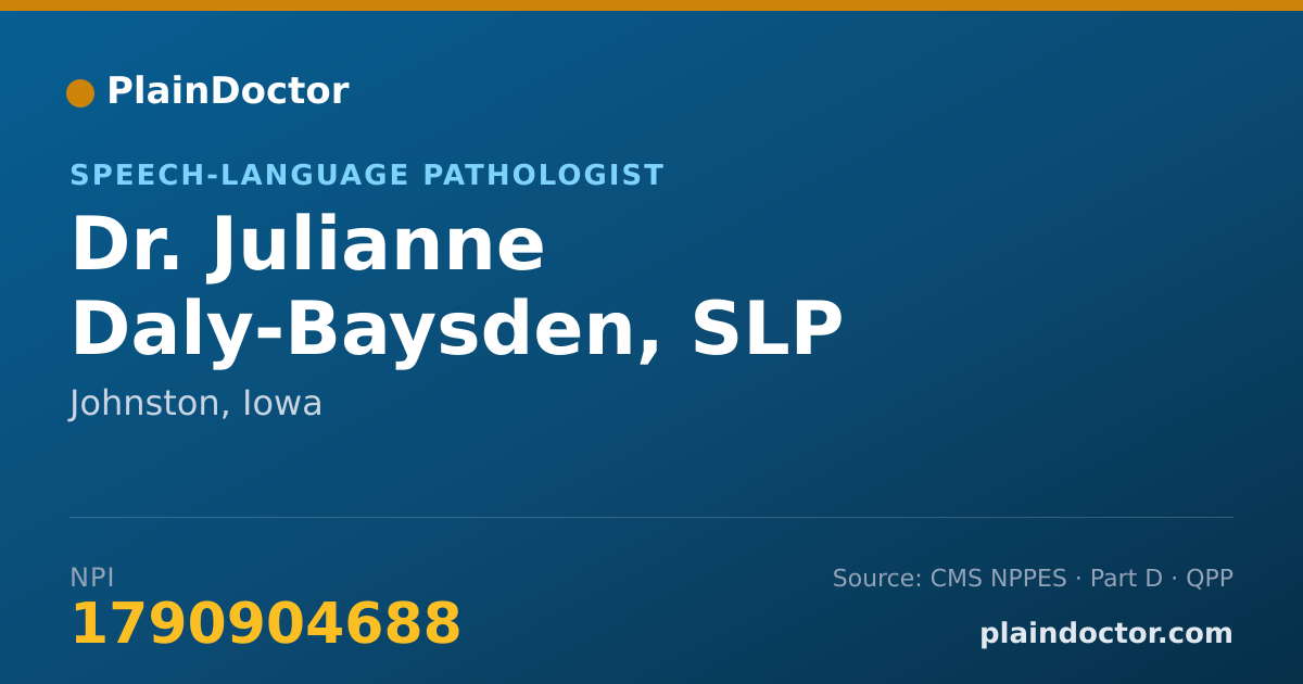 Shareable card for Julianne Daly-Baysden, SLP - Speech-Language Pathologist, Johnston, IA