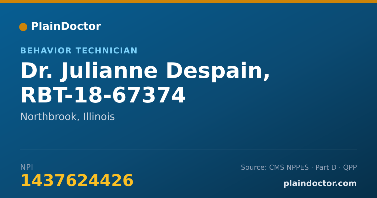 Shareable card for Julianne Despain, RBT-18-67374 - Behavior Technician, Northbrook, IL