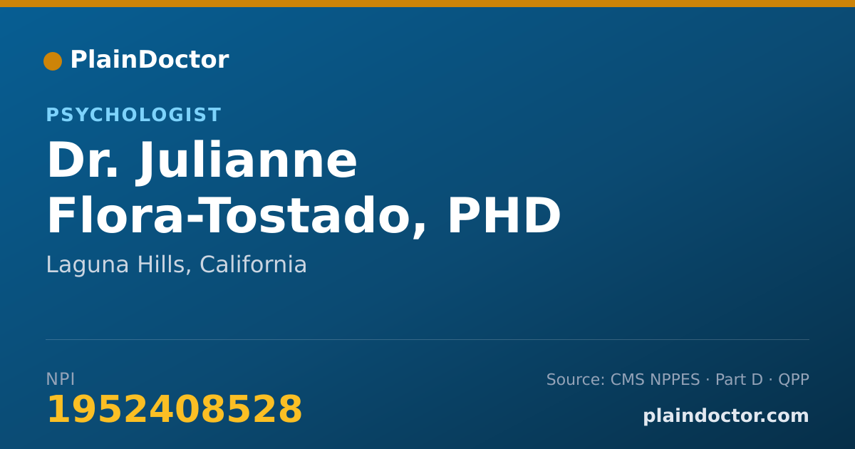 Shareable card for Julianne Flora-Tostado, PHD - Psychologist, Laguna Hills, CA