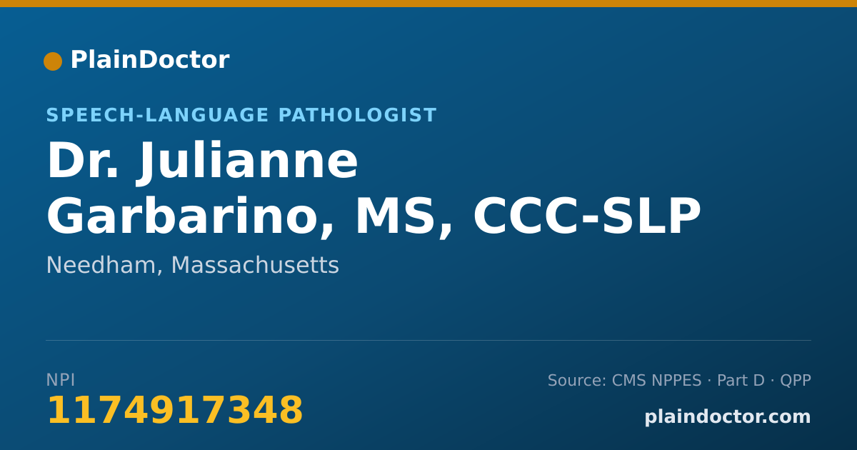Shareable card for Julianne Garbarino, MS, CCC-SLP - Speech-Language Pathologist, Needham, MA