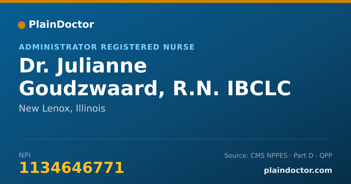 Shareable card for Julianne Goudzwaard, R.N. IBCLC - Administrator Registered Nurse, New Lenox, IL