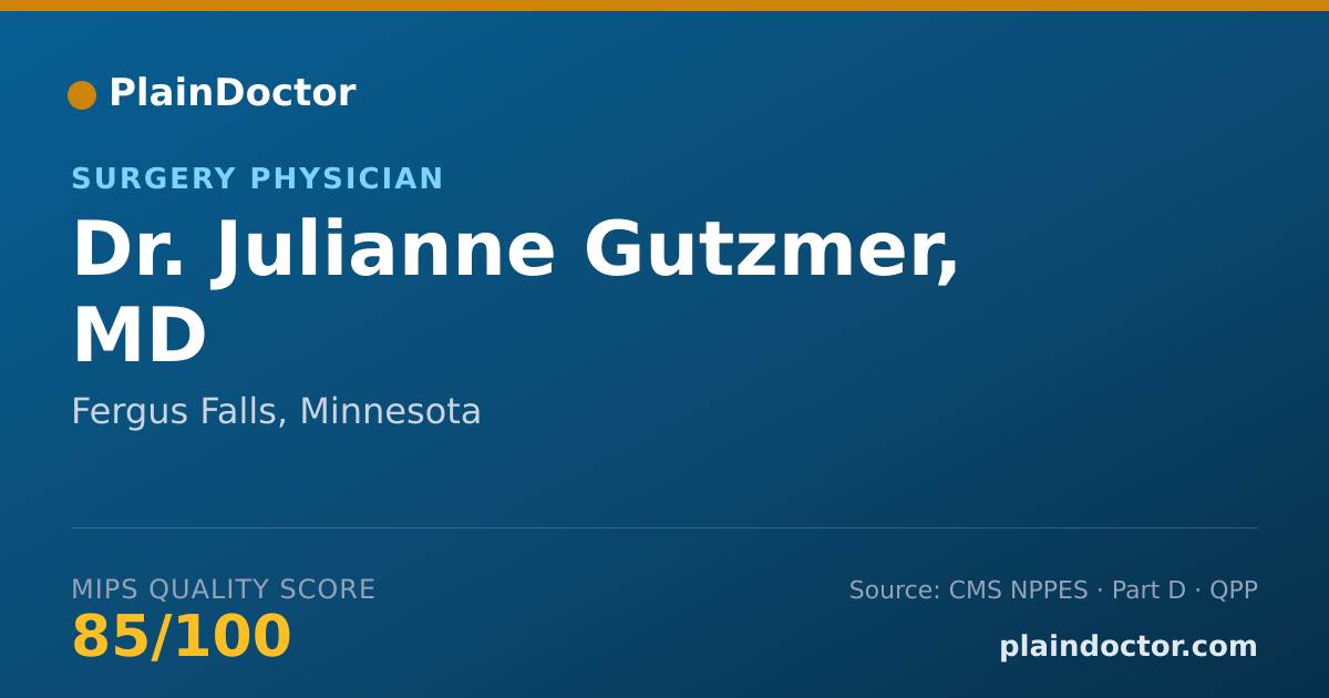 Shareable card for Julianne Gutzmer, MD - Surgery Physician, Fergus Falls, MN