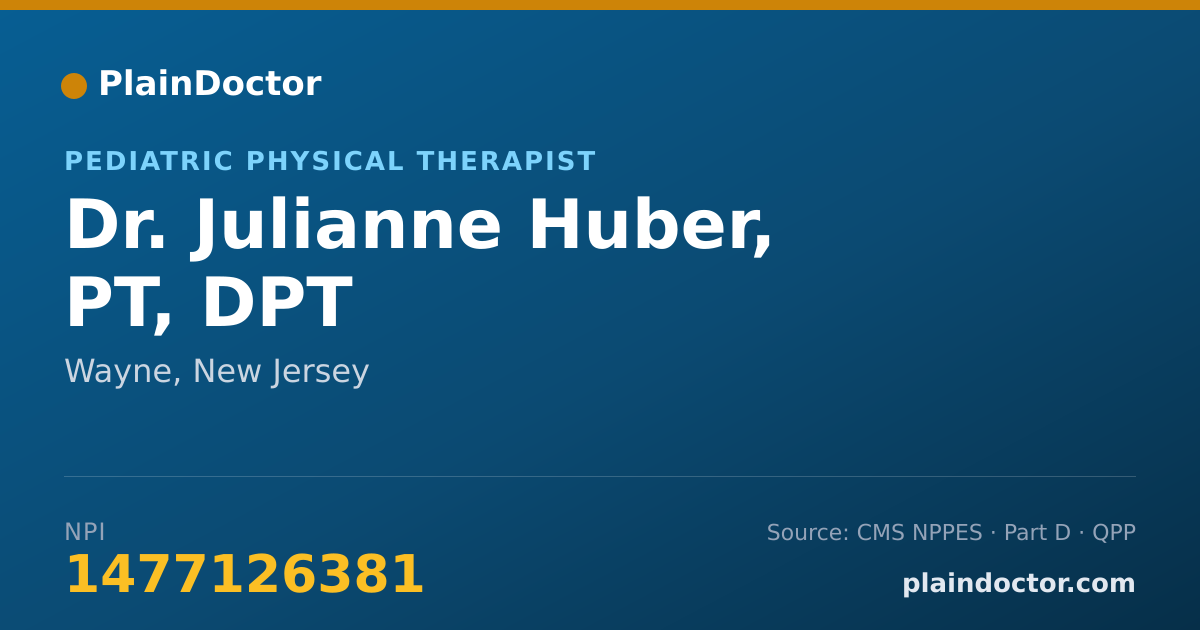 Shareable card for Julianne Huber, PT, DPT - Pediatric Physical Therapist, Wayne, NJ