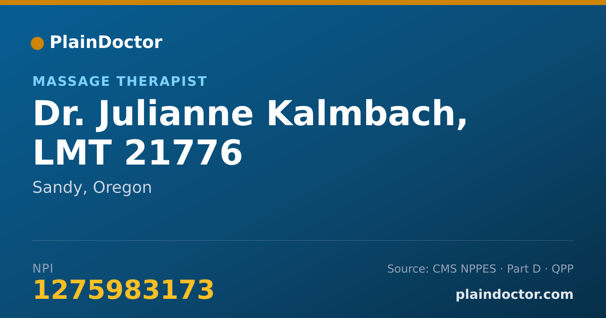 Shareable card for Julianne Kalmbach, LMT 21776 - Massage Therapist, Sandy, OR