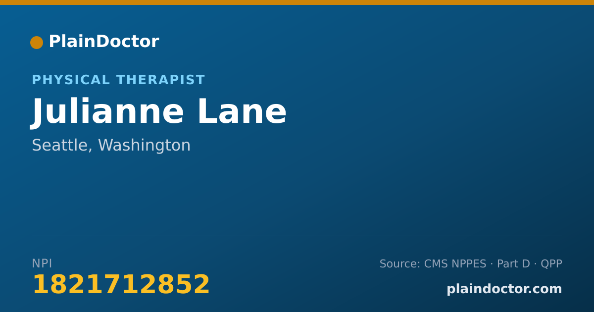 Shareable card for Julianne Lane - Physical Therapist, Seattle, WA