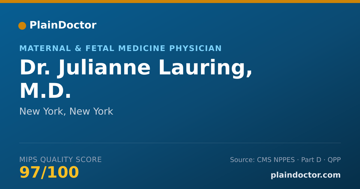 Shareable card for Julianne Lauring, M.D. - Maternal & Fetal Medicine Physician, New York, NY