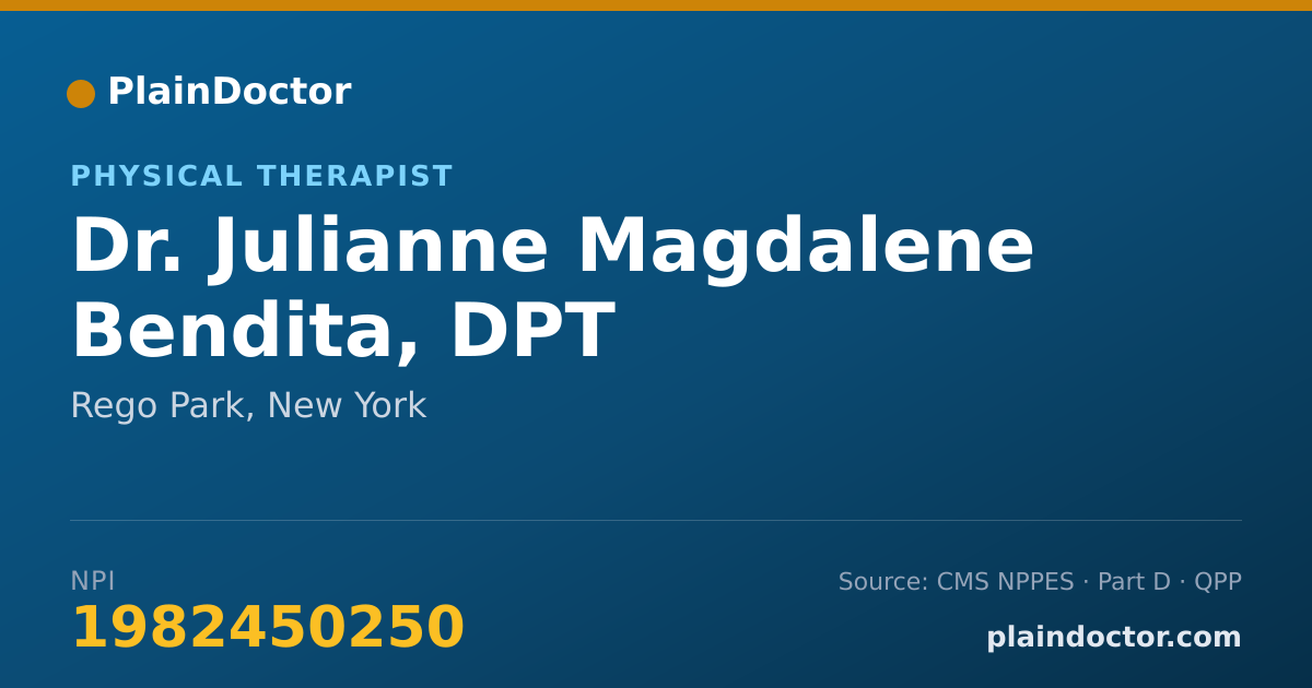 Shareable card for Julianne Magdalene Bendita, DPT - Physical Therapist, Rego Park, NY