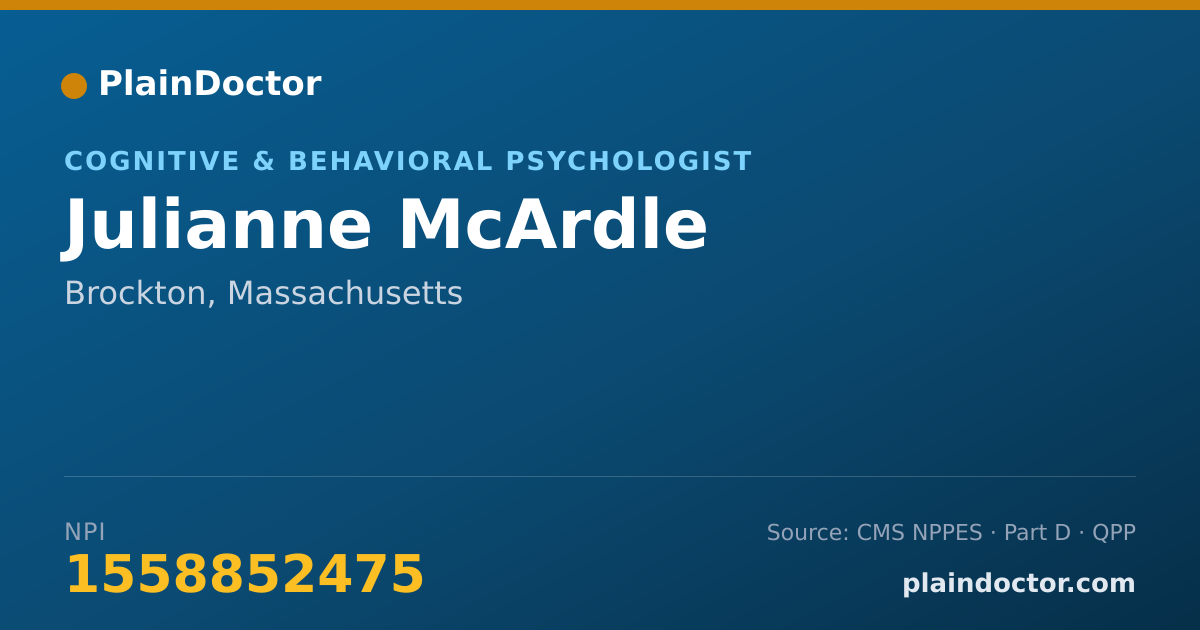 Shareable card for Julianne McArdle - Cognitive & Behavioral Psychologist, Brockton, MA