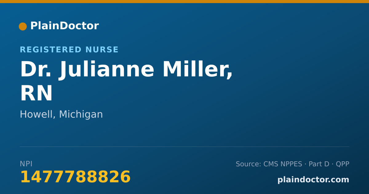 Shareable card for Julianne Miller, RN - Registered Nurse, Howell, MI