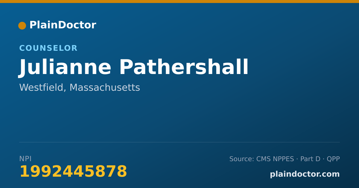 Shareable card for Julianne Pathershall - Counselor, Westfield, MA