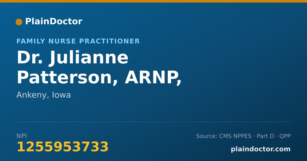 Shareable card for Julianne Patterson, ARNP, FNP-BC, FNP-C - Family Nurse Practitioner, Ankeny, IA