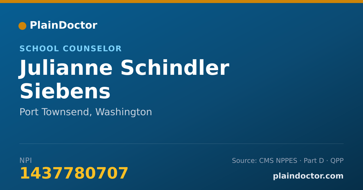 Shareable card for Julianne Schindler Siebens - School Counselor, Port Townsend, WA