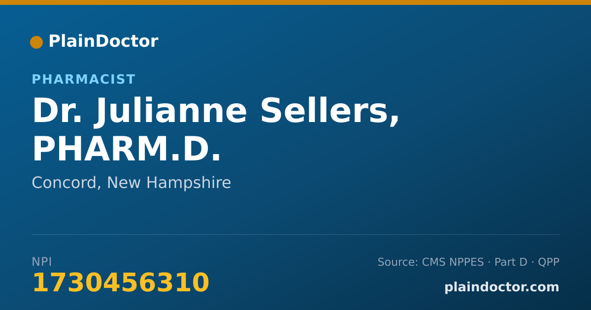 Shareable card for Julianne Sellers, PHARM.D. - Pharmacist, Concord, NH