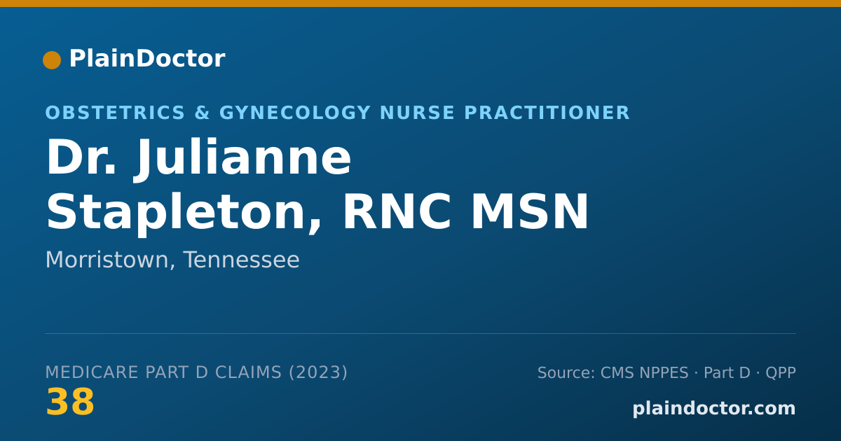 Shareable card for Julianne Stapleton, RNC MSN - Obstetrics & Gynecology Nurse Practitioner, Morristown, TN
