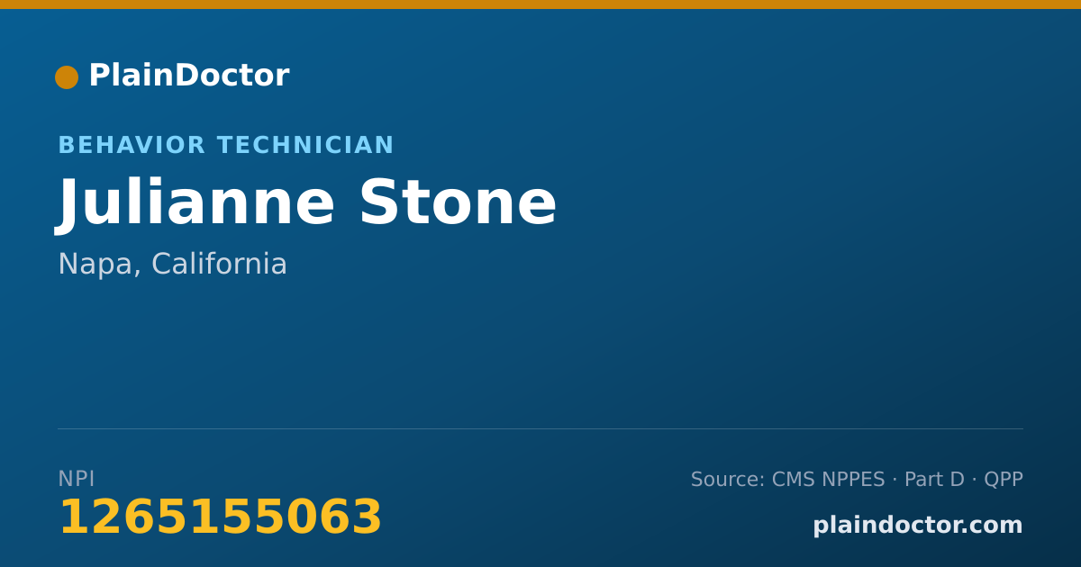 Shareable card for Julianne Stone - Behavior Technician, Napa, CA