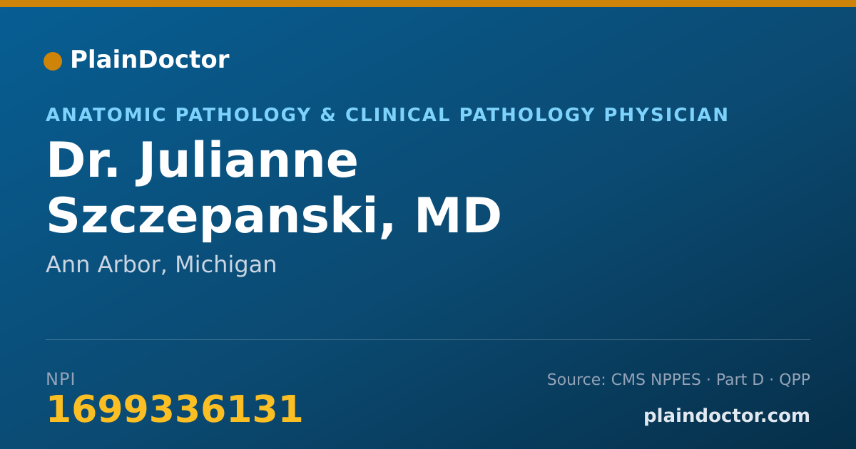 Shareable card for Julianne Szczepanski, MD - Anatomic Pathology & Clinical Pathology Physician, Ann Arbor, MI