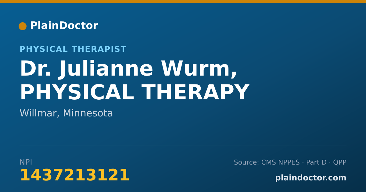 Shareable card for Julianne Wurm, PHYSICAL THERAPY - Physical Therapist, Willmar, MN