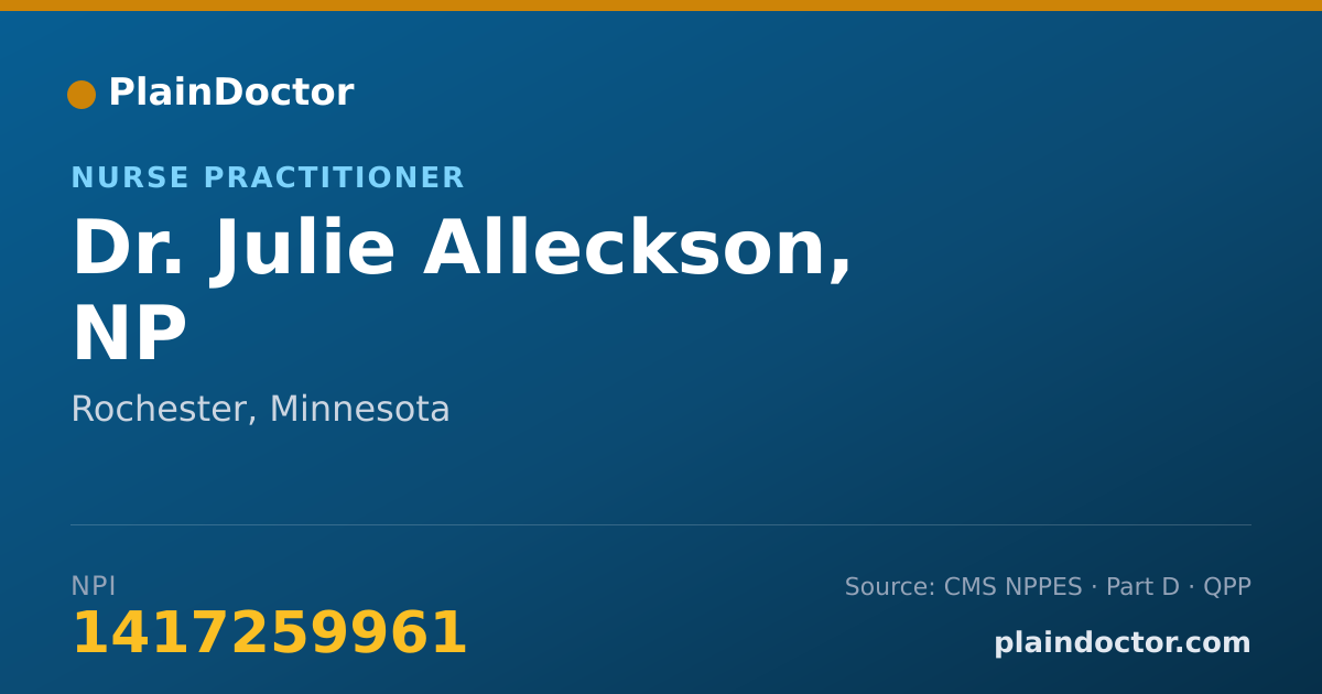 Shareable card for Julie Alleckson, NP - Nurse Practitioner, Rochester, MN