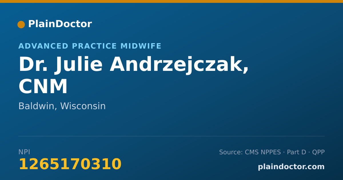 Shareable card for Julie Andrzejczak, CNM - Advanced Practice Midwife, Baldwin, WI