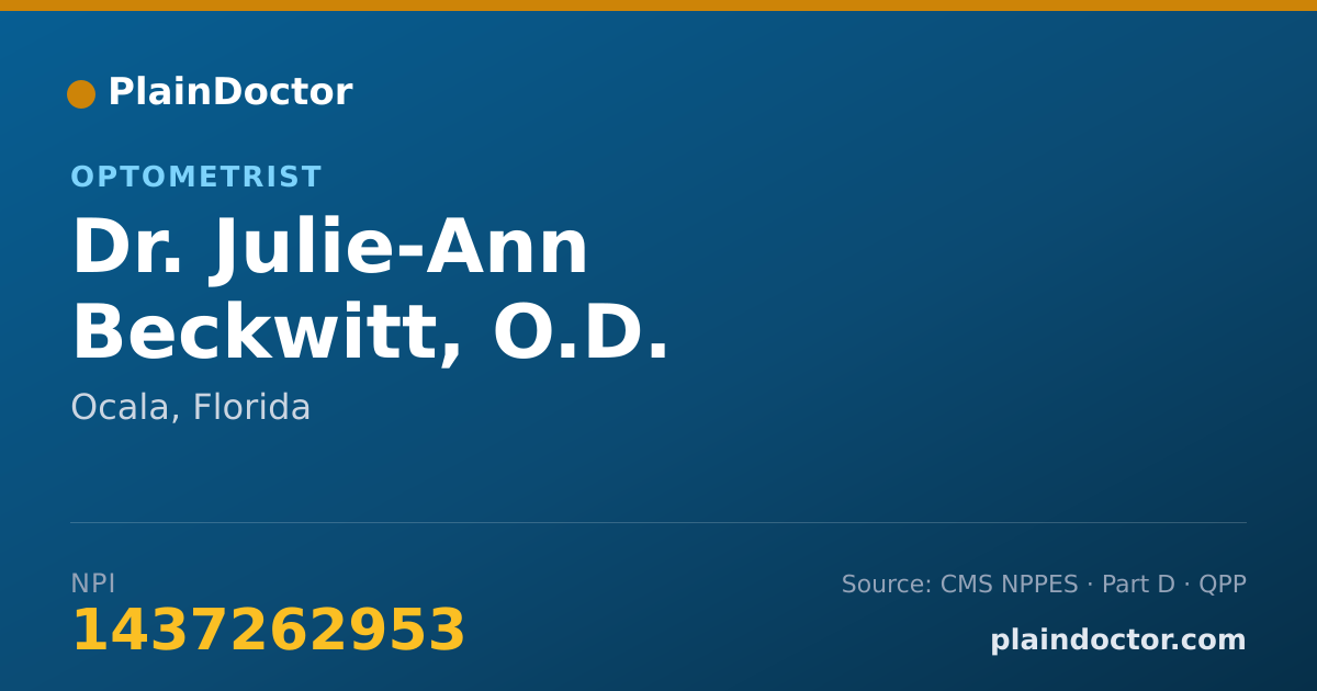 Shareable card for Julie-Ann Beckwitt, O.D. - Optometrist, Ocala, FL