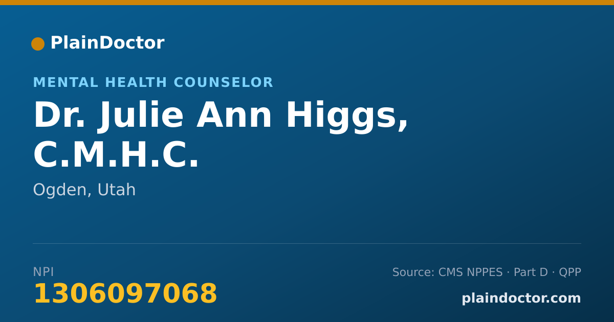 Shareable card for Julie Ann Higgs, C.M.H.C. - Mental Health Counselor, Ogden, UT