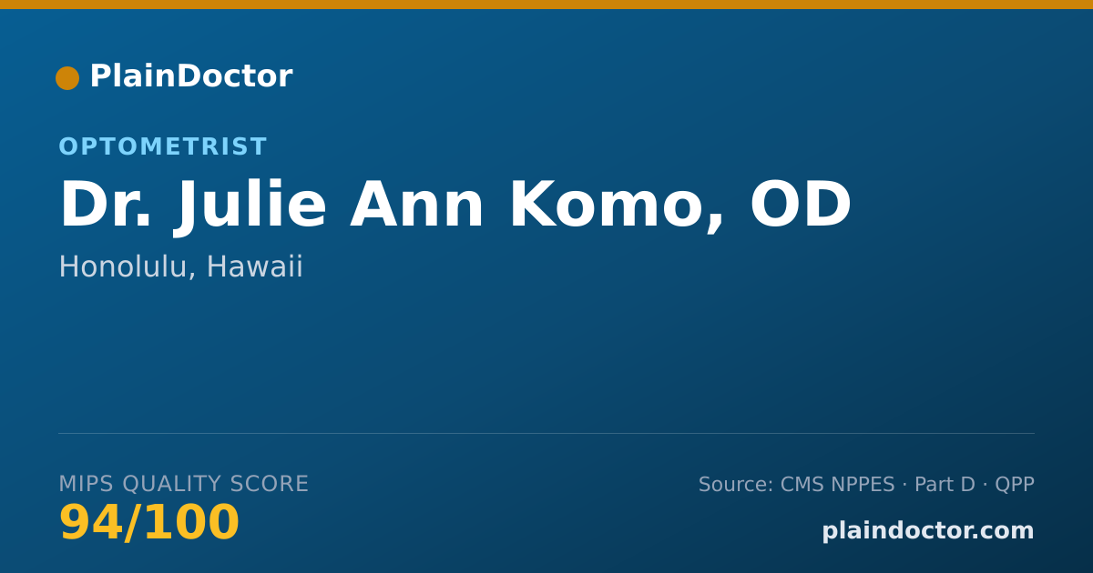 Shareable card for Julie Ann Komo, OD - Optometrist, Honolulu, HI