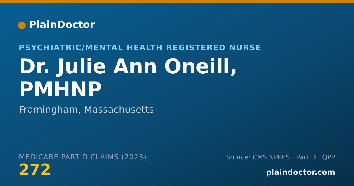 Shareable card for Julie Ann Oneill, PMHNP - Psychiatric/Mental Health Registered Nurse, Framingham, MA