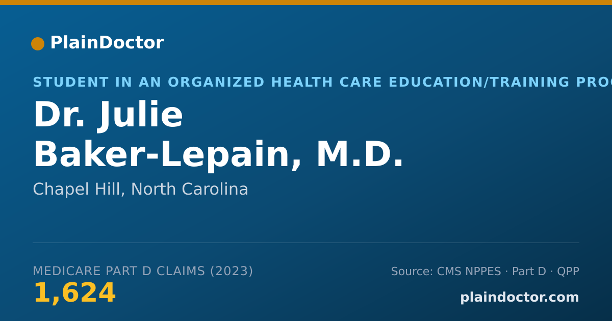 Shareable card for Julie Baker-Lepain, M.D. - Student in an Organized Health Care Education/Training Program, Chapel Hill, NC