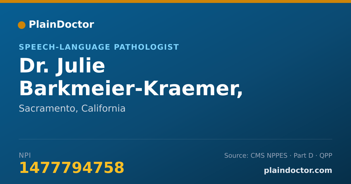 Shareable card for Julie Barkmeier-Kraemer, PHD, CCC-SLP - Speech-Language Pathologist, Sacramento, CA