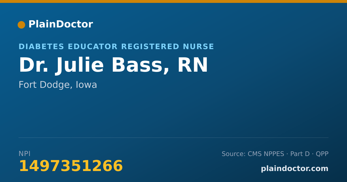 Shareable card for Julie Bass, RN - Diabetes Educator Registered Nurse, Fort Dodge, IA
