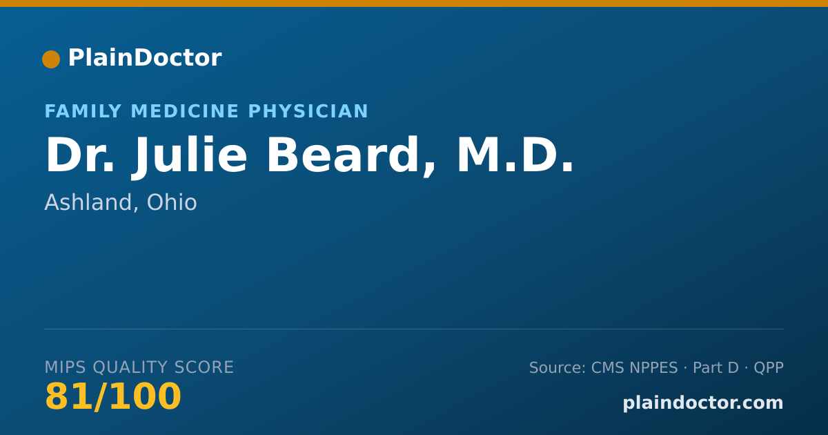 Shareable card for Julie Beard, M.D. - Family Medicine Physician, Ashland, OH