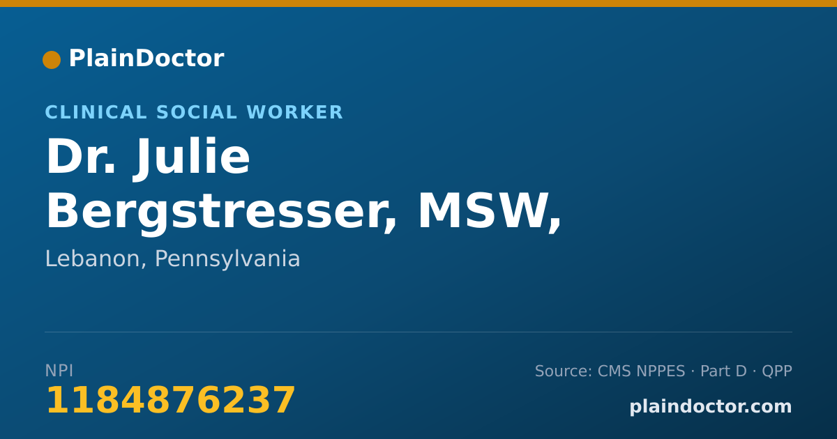 Shareable card for Julie Bergstresser, MSW, LCSW - Clinical Social Worker, Lebanon, PA