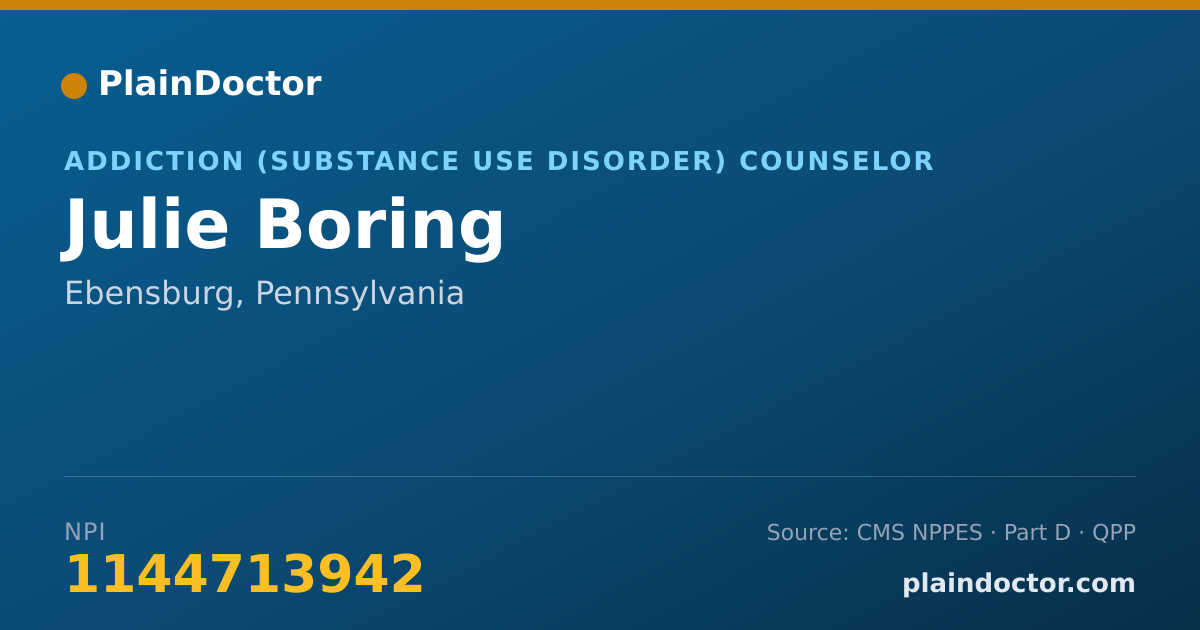 Shareable card for Julie Boring - Addiction (Substance Use Disorder) Counselor, Ebensburg, PA