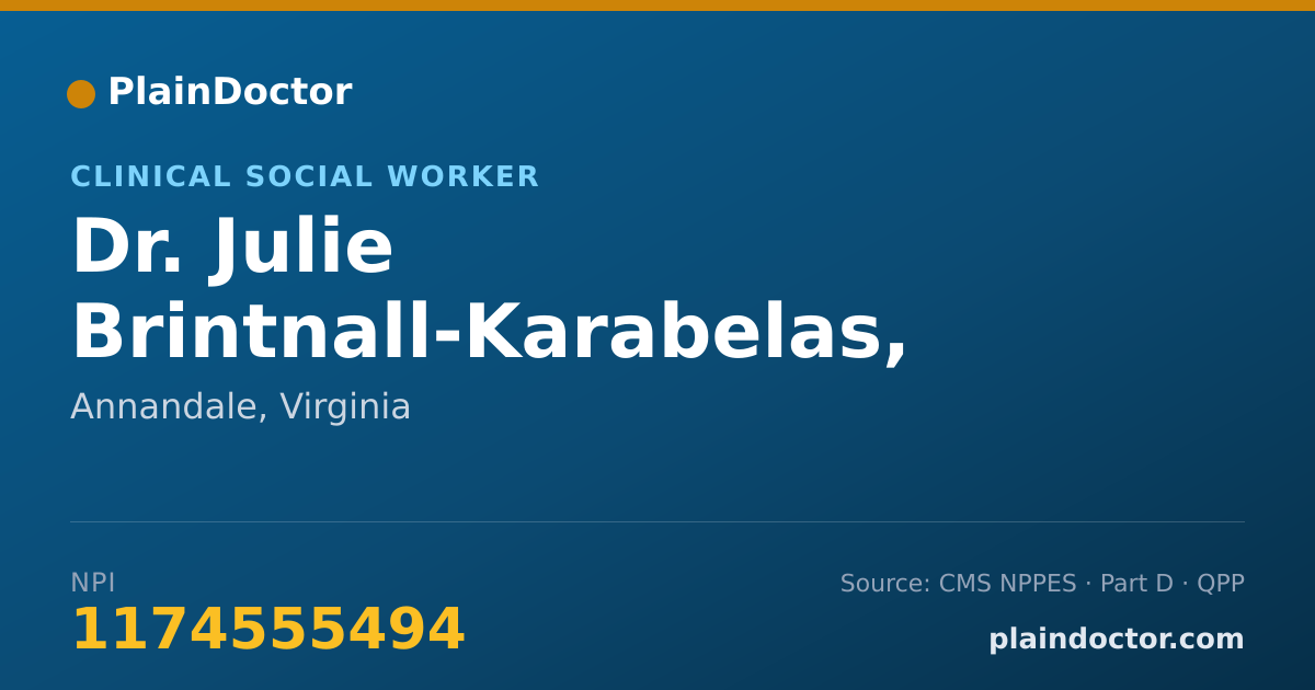 Shareable card for Julie Brintnall-Karabelas, MSW, LCSW-C - Clinical Social Worker, Annandale, VA