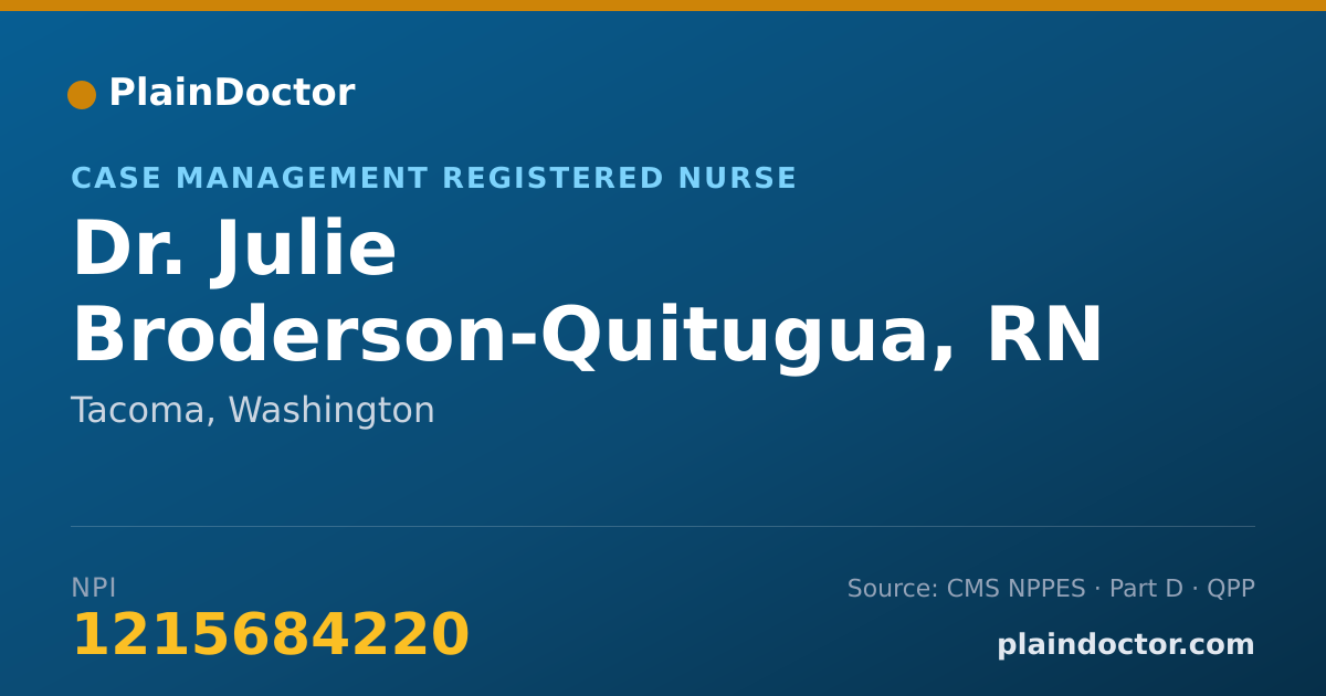 Shareable card for Julie Broderson-Quitugua, RN - Case Management Registered Nurse, Tacoma, WA