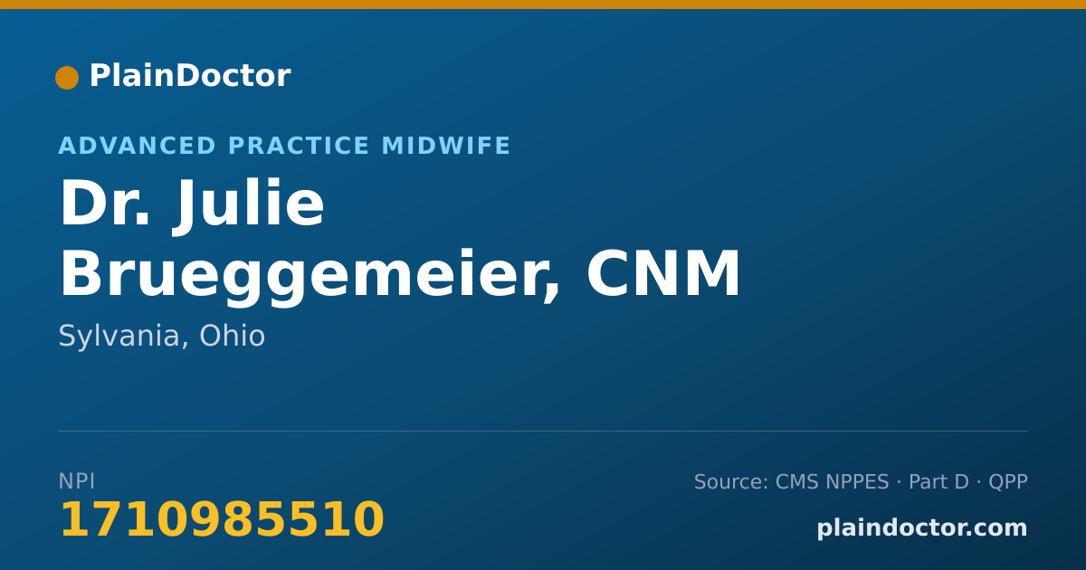 Shareable card for Julie Brueggemeier, CNM - Advanced Practice Midwife, Sylvania, OH