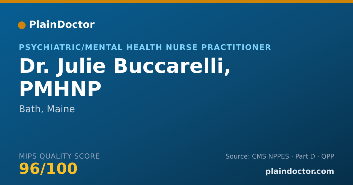 Shareable card for Julie Buccarelli, PMHNP - Psychiatric/Mental Health Nurse Practitioner, Bath, ME