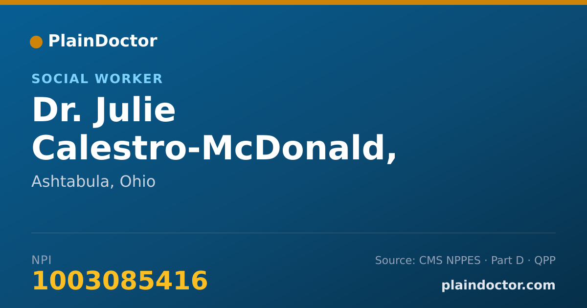 Shareable card for Julie Calestro-McDonald, MSW/LISW - Social Worker, Ashtabula, OH