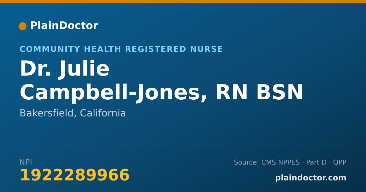 Shareable card for Julie Campbell-Jones, RN BSN PHN - Community Health Registered Nurse, Bakersfield, CA