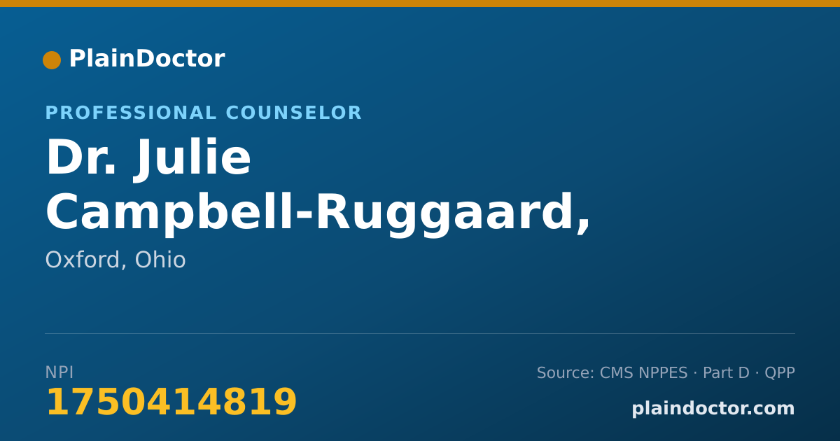 Shareable card for Julie Campbell-Ruggaard, PH.D. - Professional Counselor, Oxford, OH