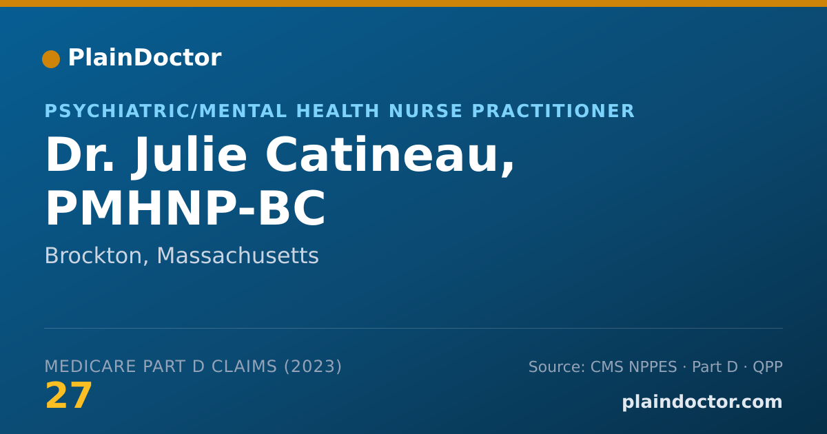 Shareable card for Julie Catineau, PMHNP-BC - Psychiatric/Mental Health Nurse Practitioner, Brockton, MA
