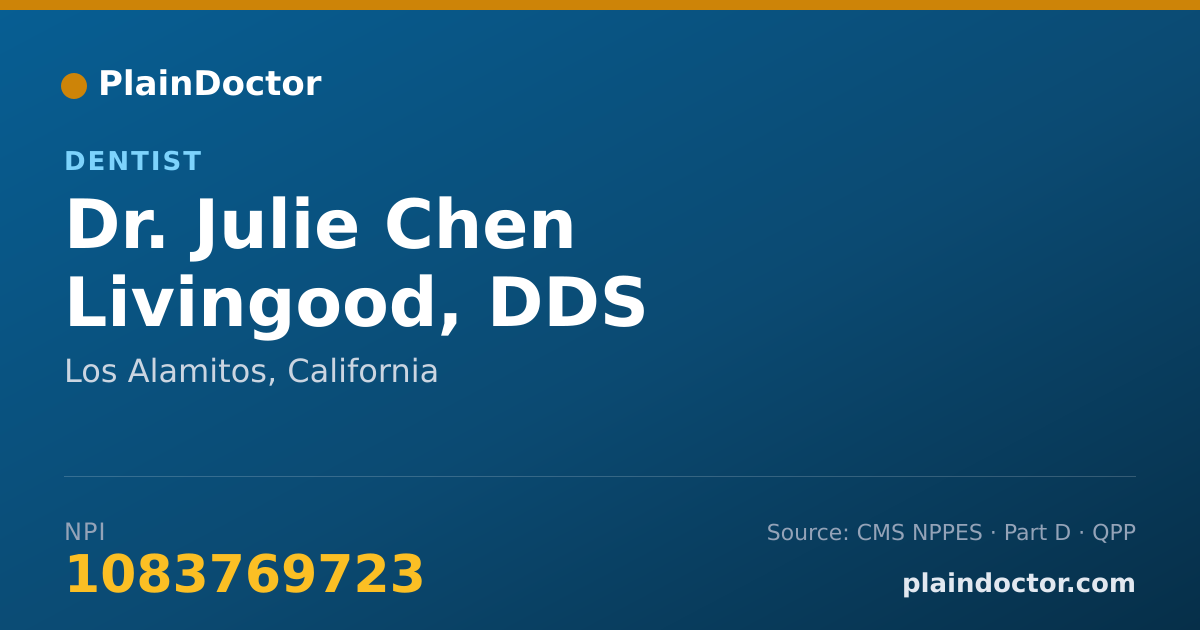 Shareable card for Julie Chen Livingood, DDS - Dentist, Los Alamitos, CA