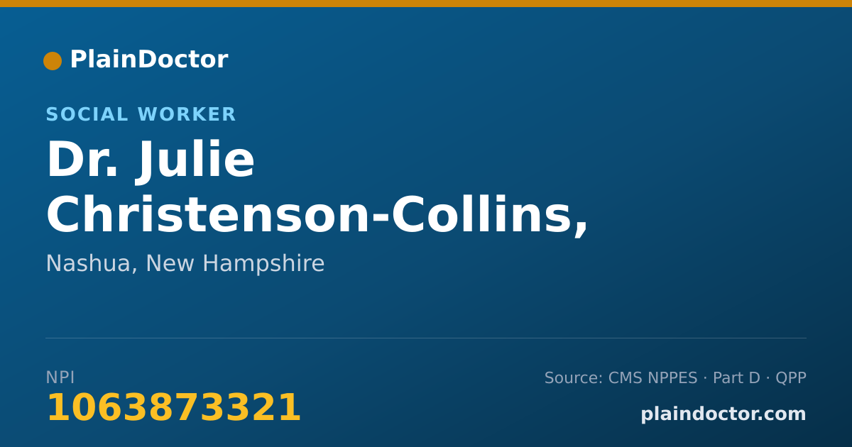 Shareable card for Julie Christenson-Collins, LICSW - Social Worker, Nashua, NH