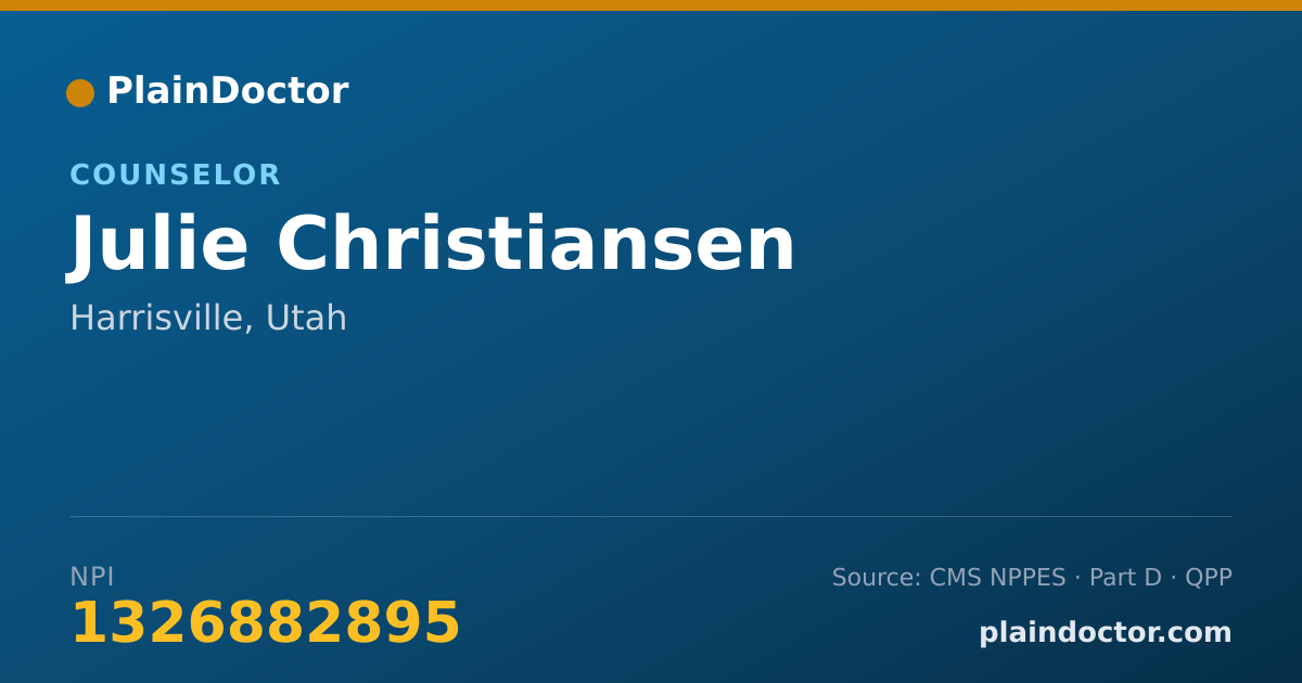 Shareable card for Julie Christiansen - Counselor, Harrisville, UT