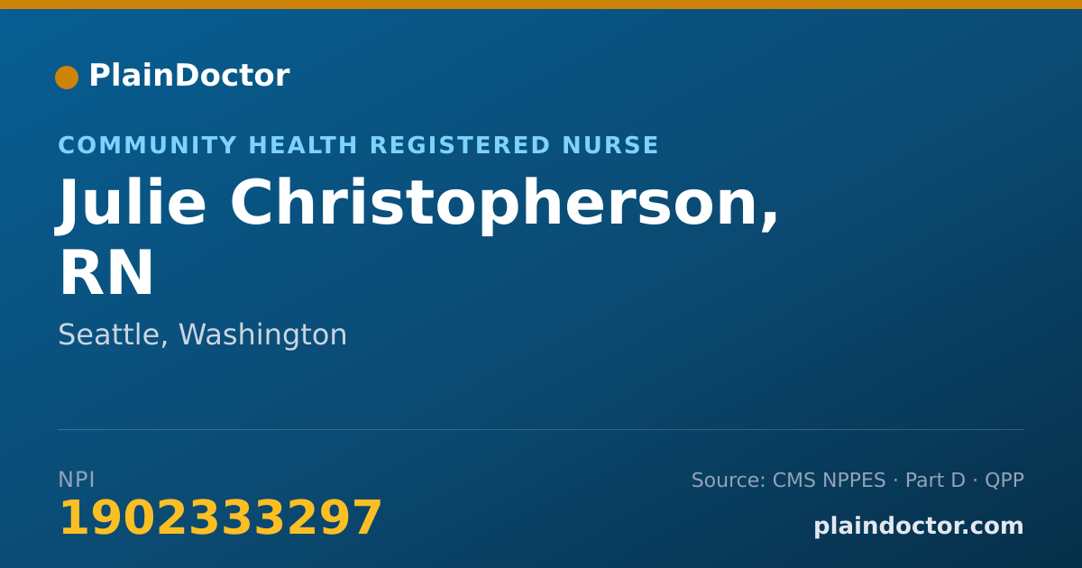 Shareable card for Julie Christopherson, RN - Community Health Registered Nurse, Seattle, WA