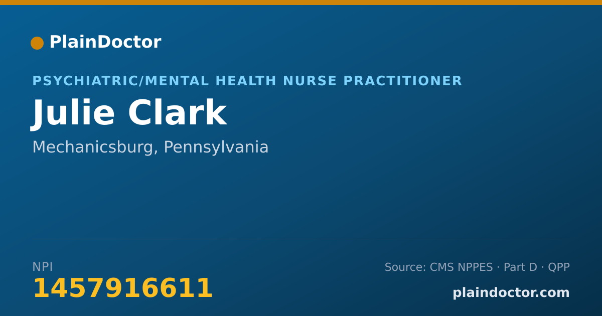 Shareable card for Julie Clark - Psychiatric/Mental Health Nurse Practitioner, Mechanicsburg, PA